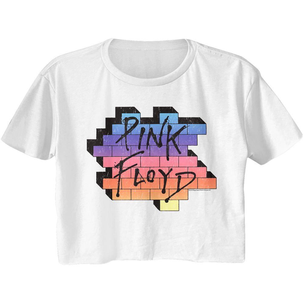 Floyd Rainbow Wall White Womens Crop T Shirt